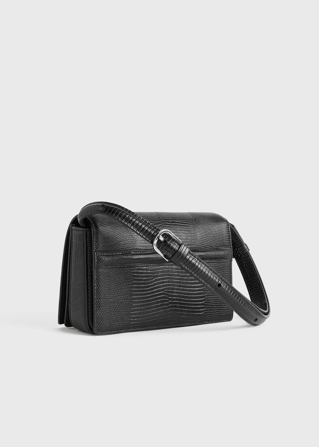 Mini T-flap lizard-embossed bag black #8