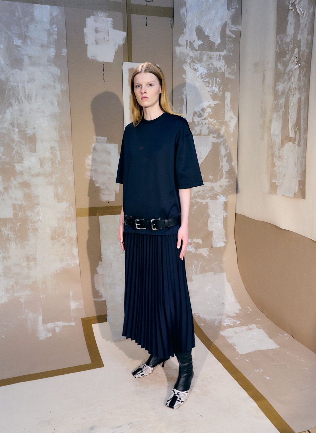 Tropical Wool Pleating Sunray Skirt