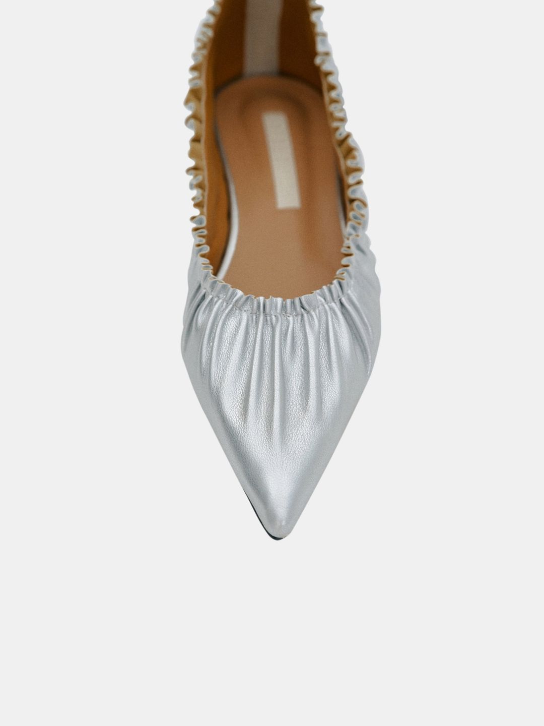 Scrunchie Ballerina Flats, Silver #3