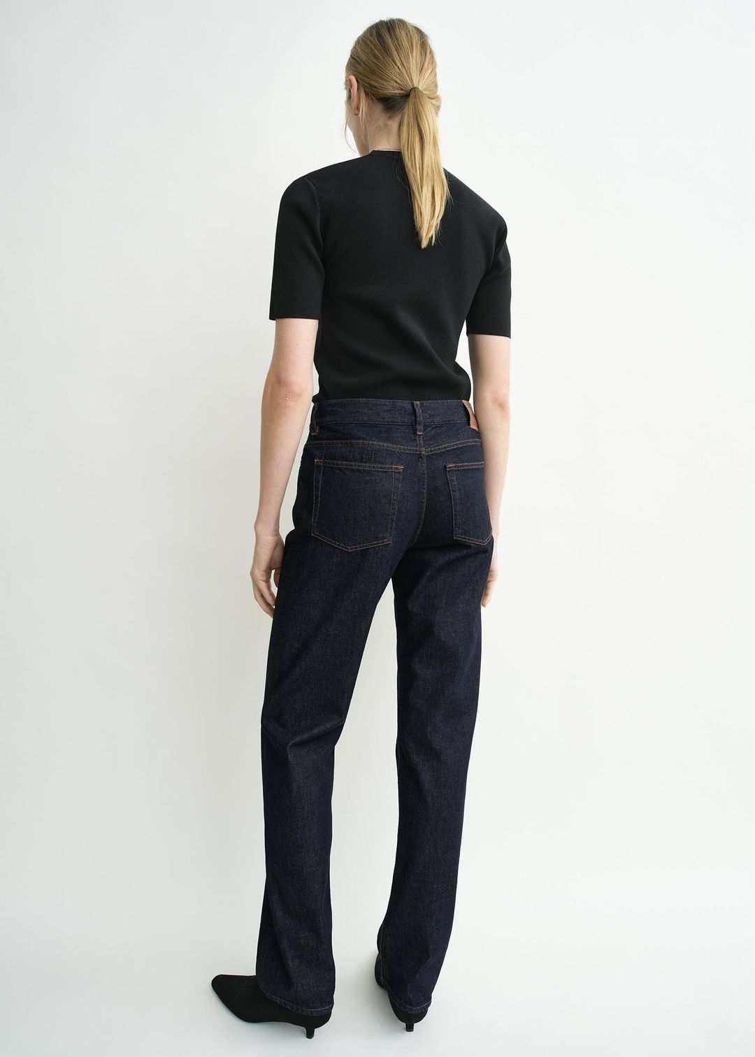 Low straight denim rinsed blue #3