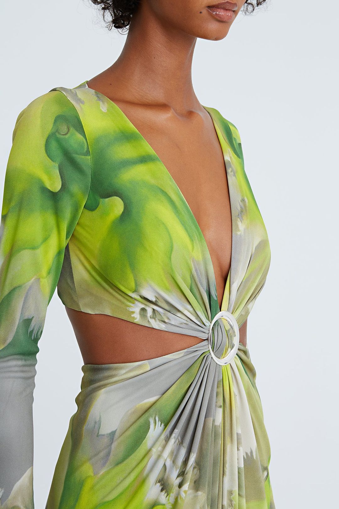 Jen Jersey V-Neck Draped Gown #6