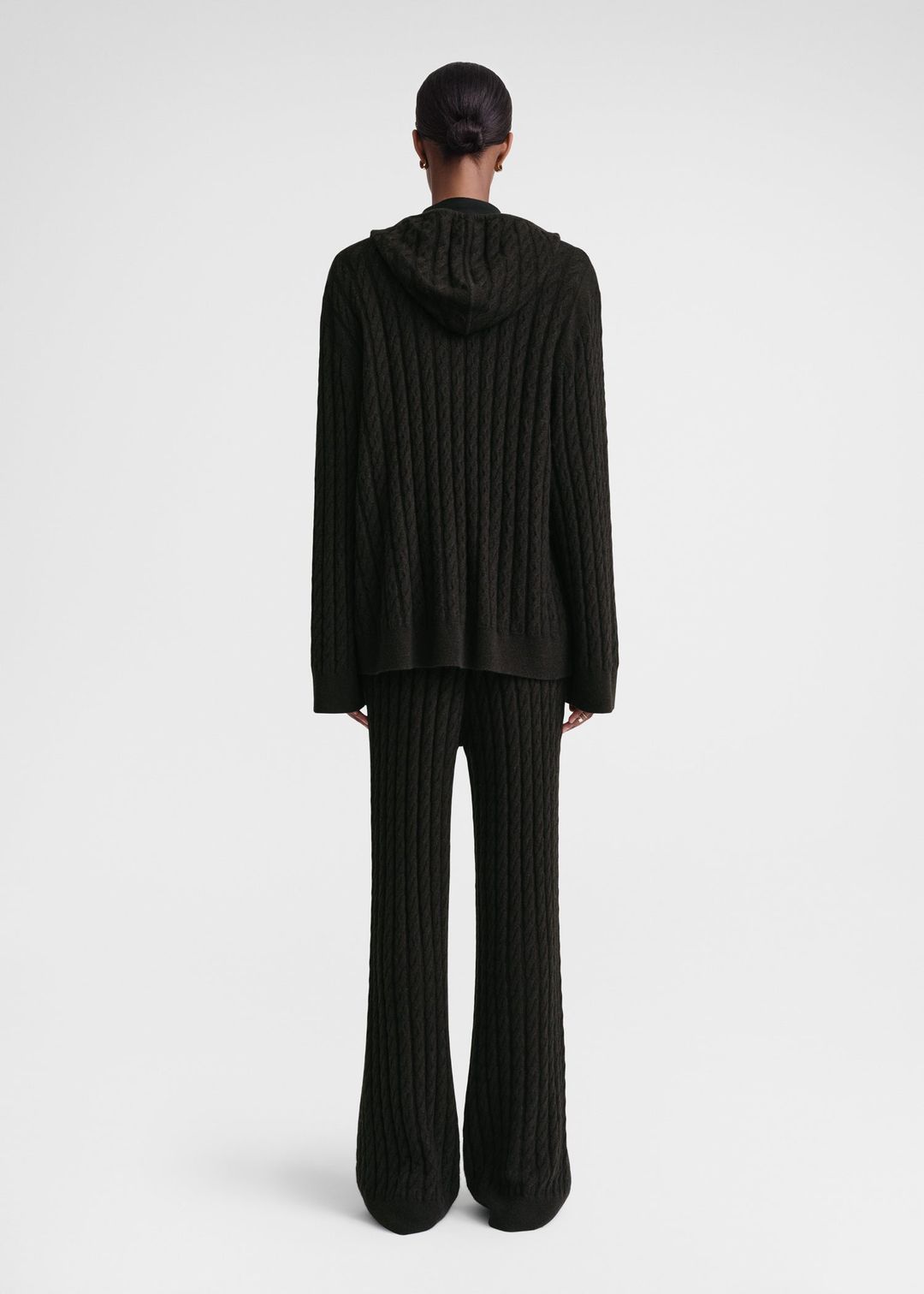 Cable knit hoodie espresso