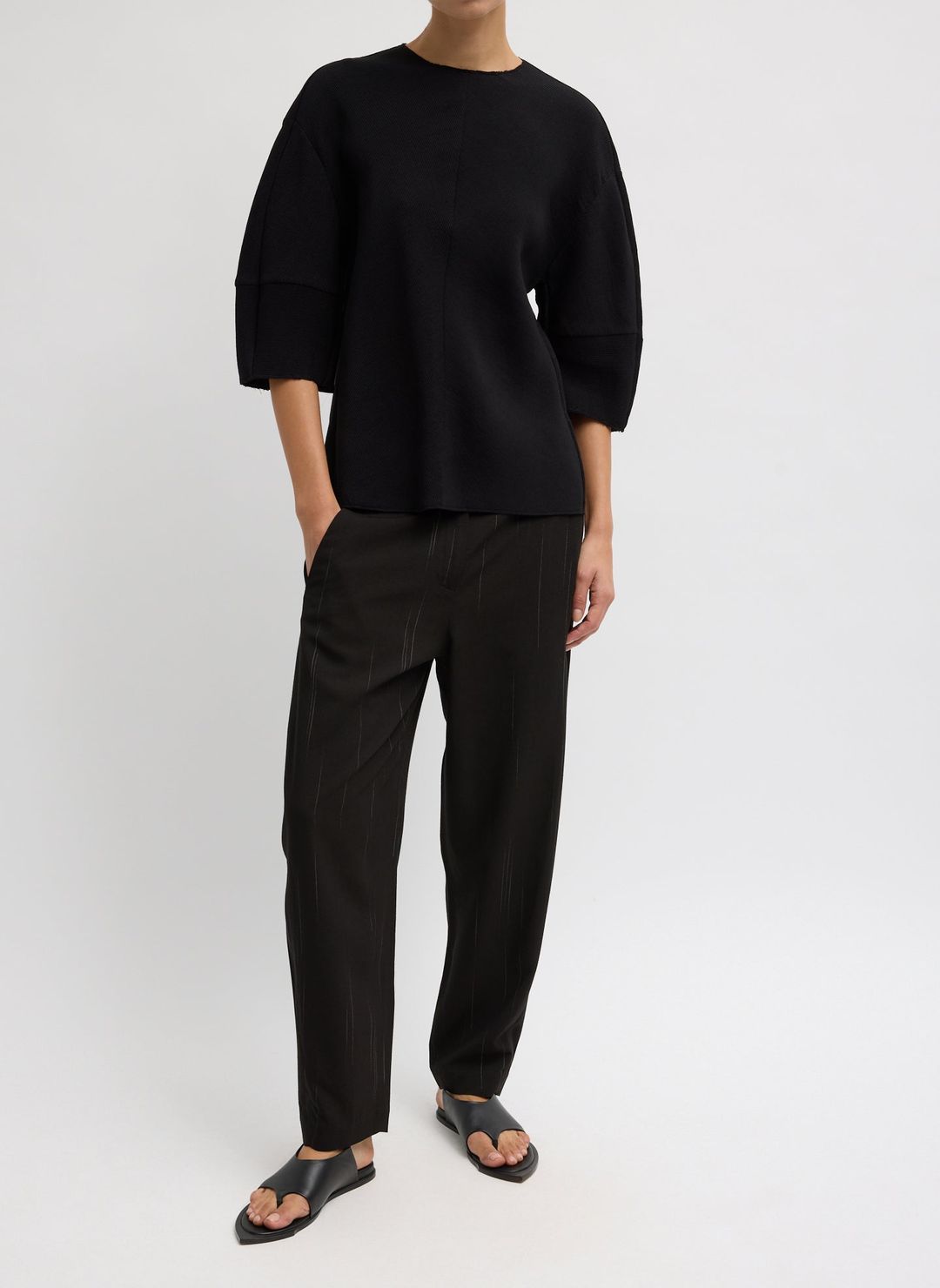Viscose Plisse Hinged Short Sleeve Top