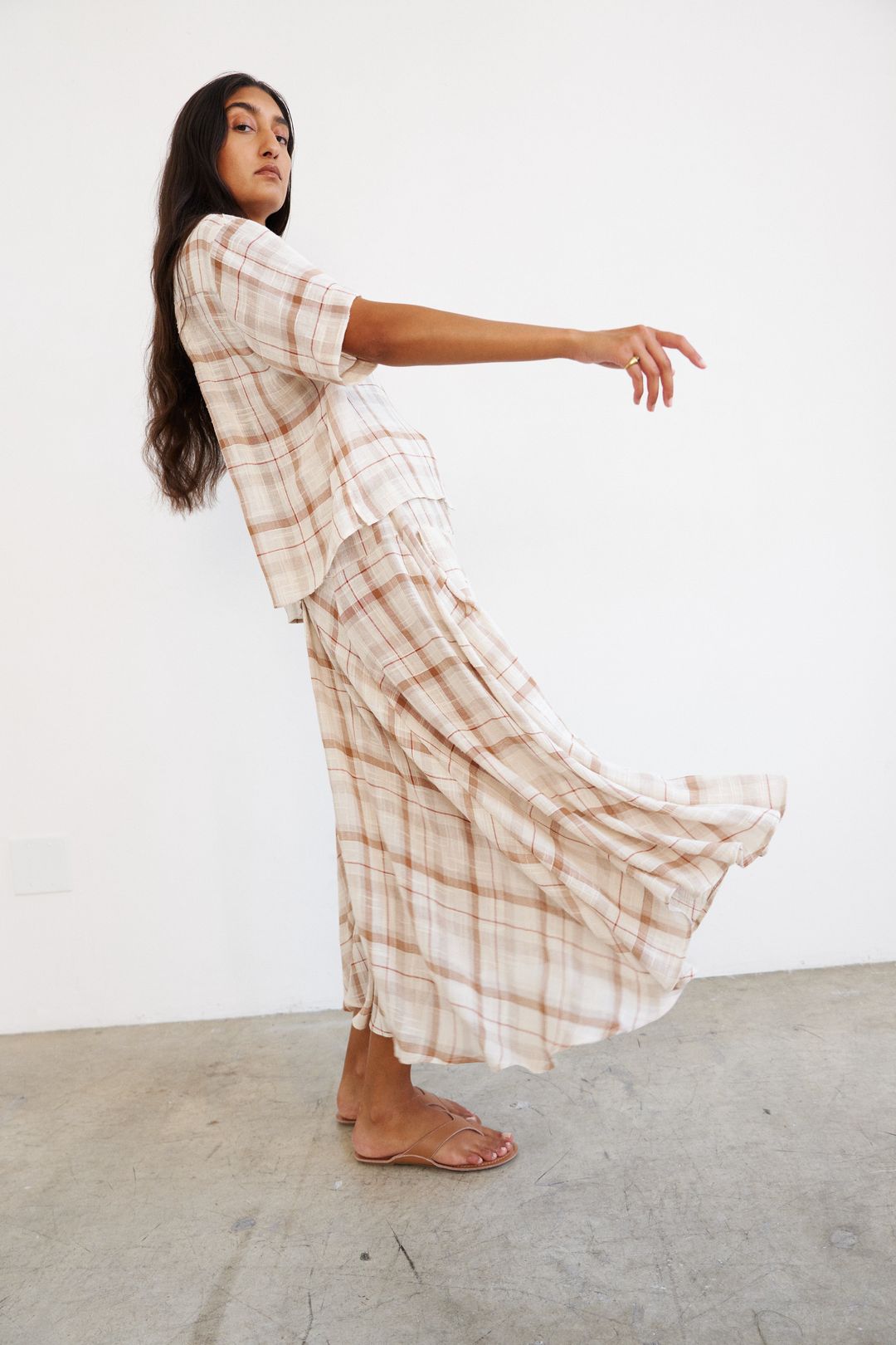 The Italian Summer Skirt in Natural Plaid #6