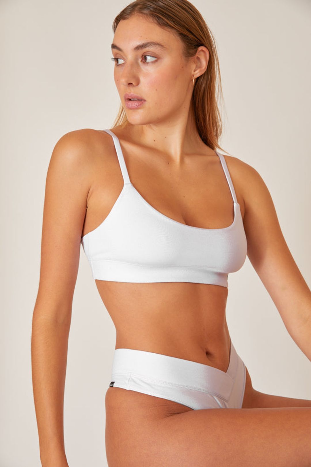 ISLA ORGANIC COTTON FINE STRAP CROP - IVORY #5