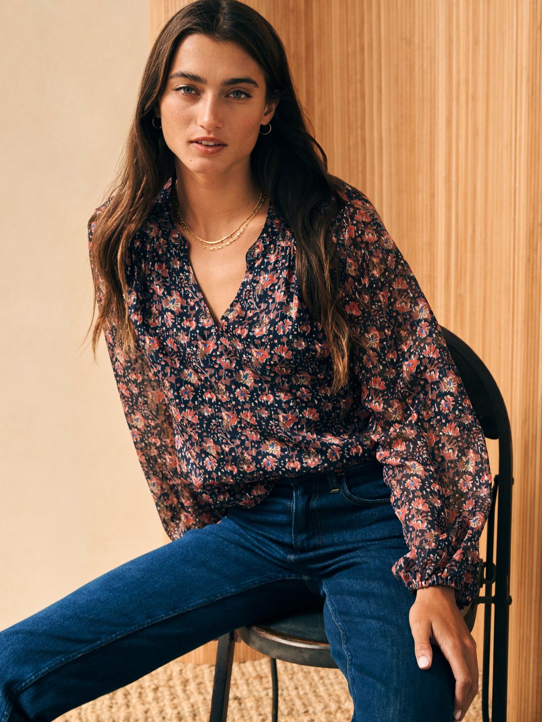 Silk Cotton Sage Wood Blouse - Stargaze Bloom