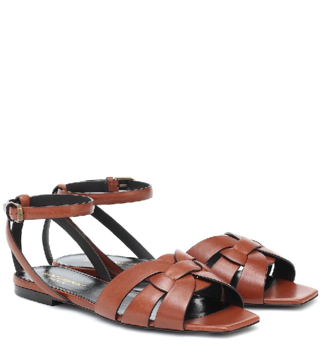 Tribute Nu Pieds Woven Leather Sandals In Brown