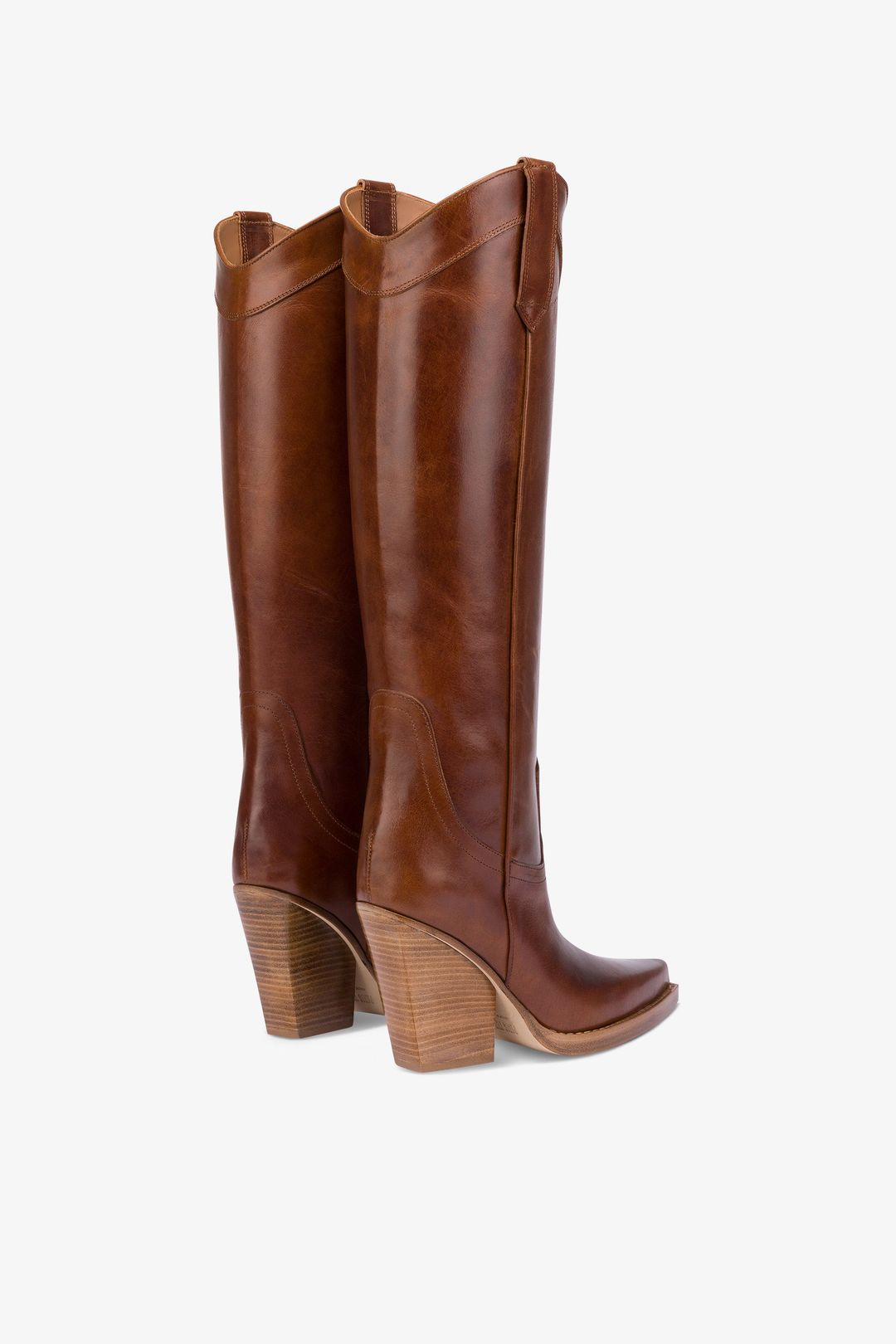 Pointed knee-high boots in shiny vintage leather #3