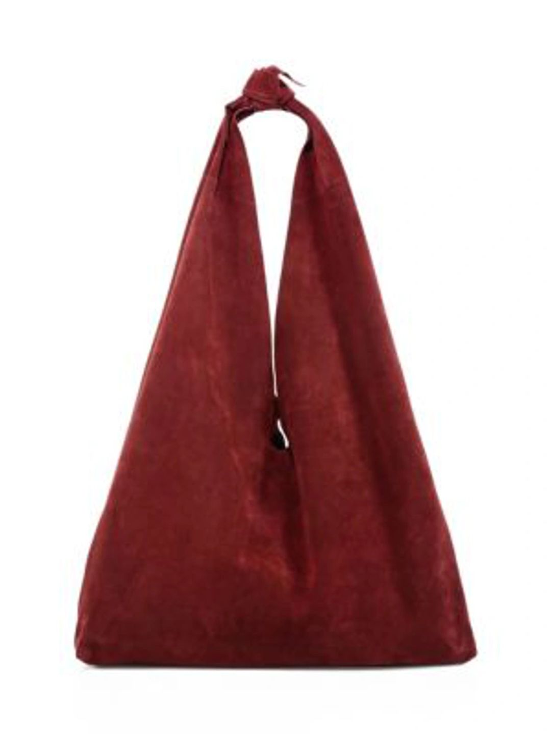 Bindle Knot Suede Hobo Bag In Burgundy