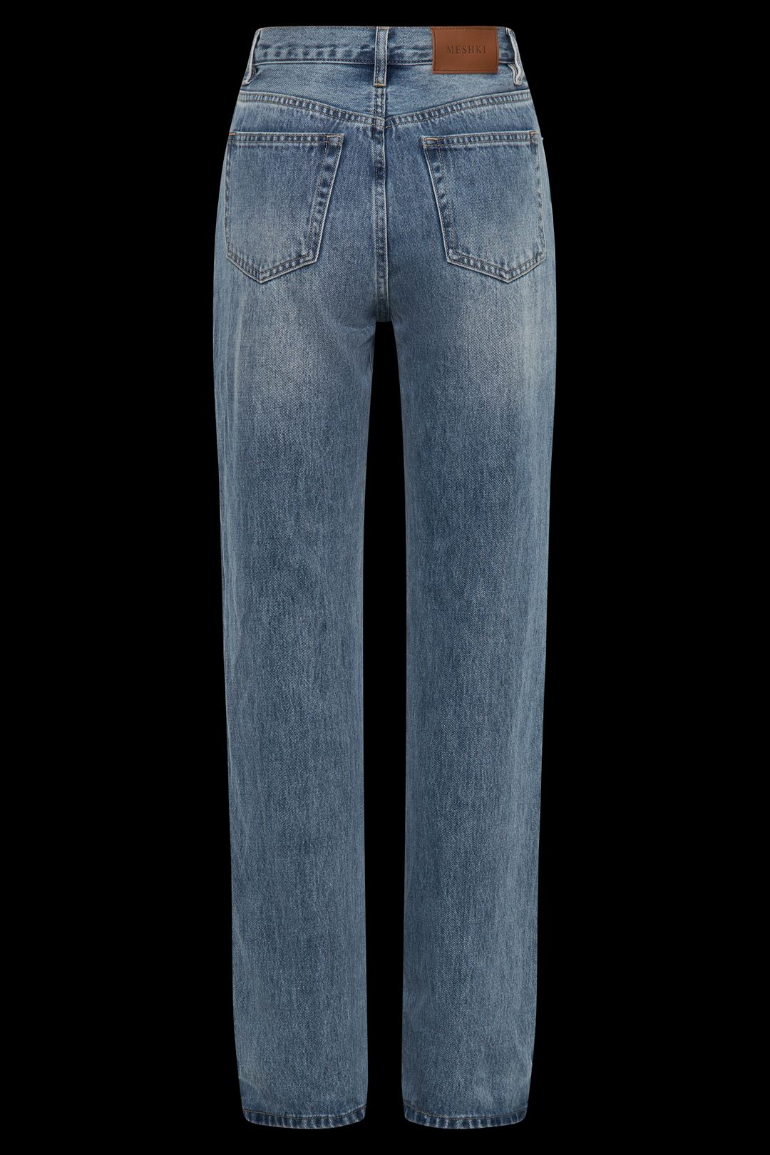 Janine High Waisted Straight Leg Jeans - Washed Mid Blue #12