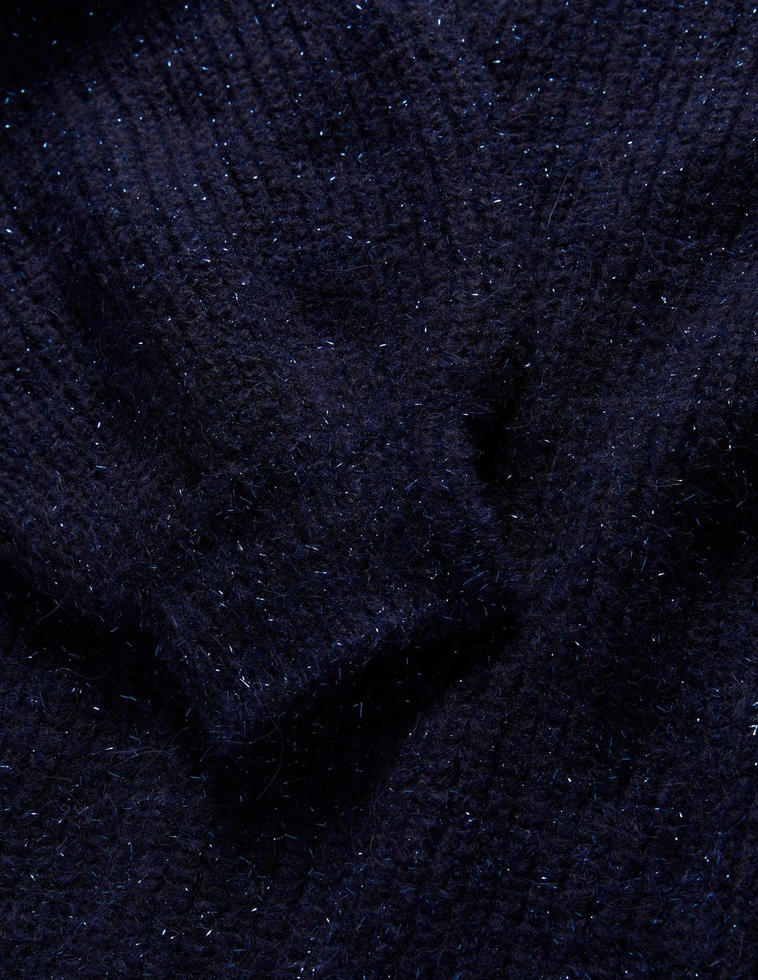 Navy Sparkle Ribbed Fluffy V-Neck Sweater-Navy Sparkle #6