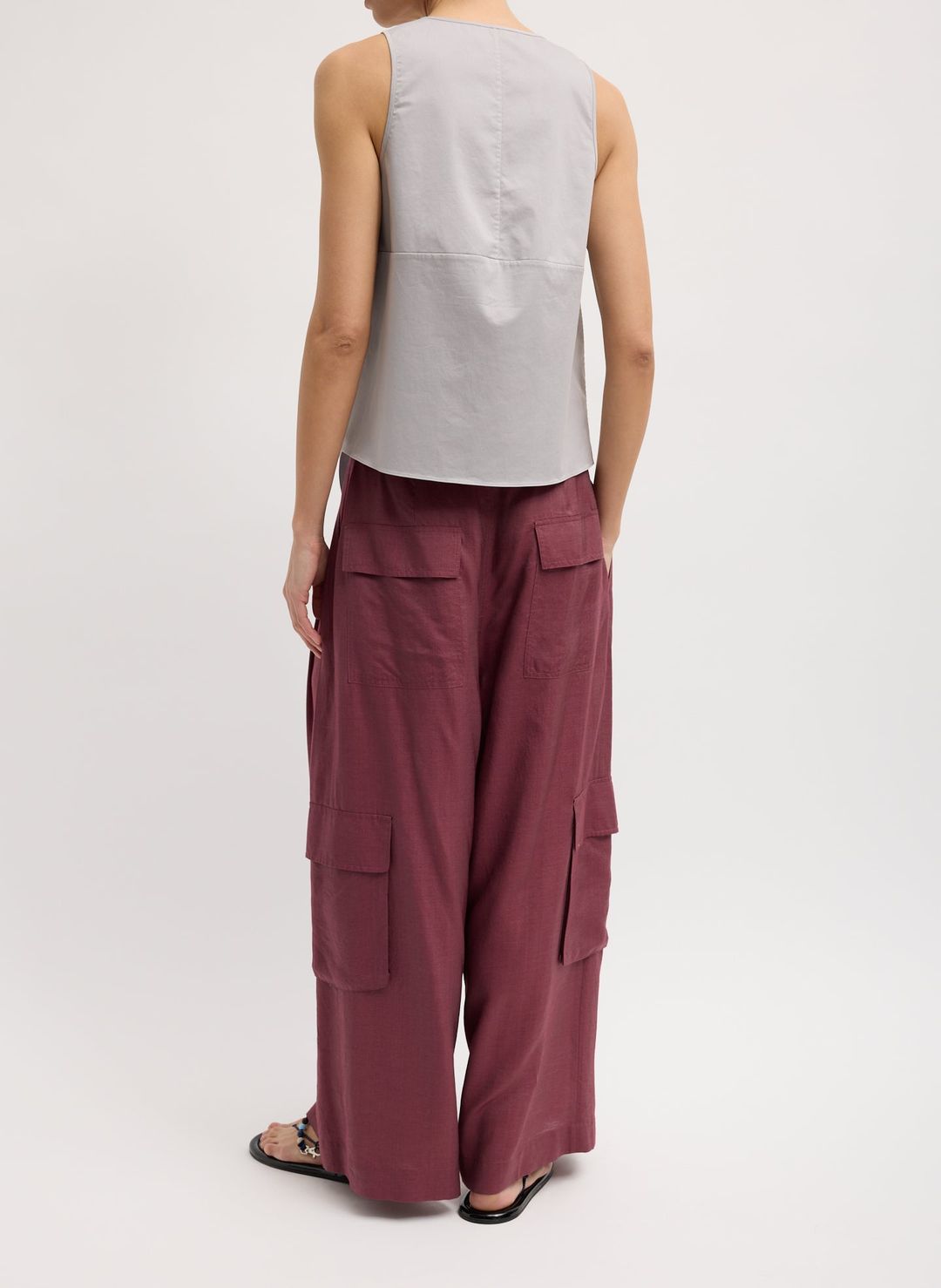 Garment Dyed Silky Cotton Tie Front Top #7