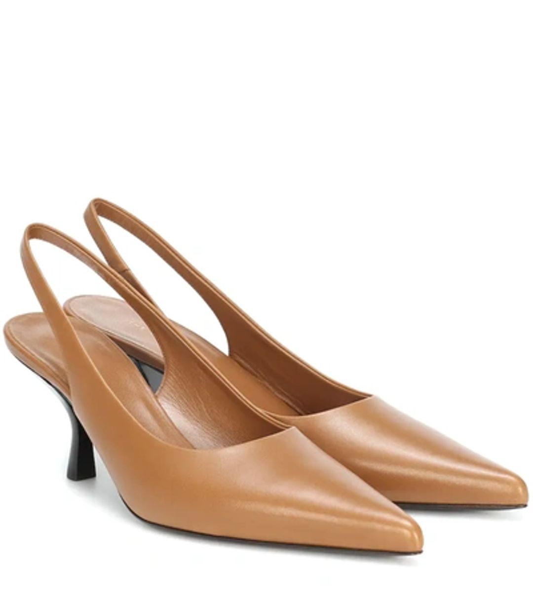 Bourgeoisie Leather Slingback Pumps In Caramel #14