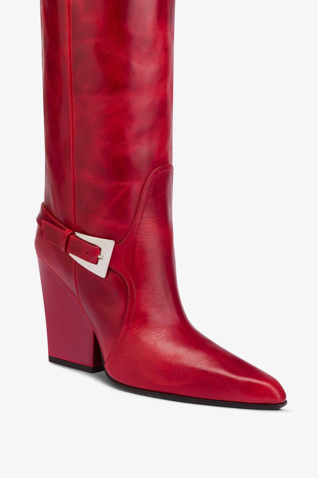 Tall, knee-high boots in shiny fiesta vintage leather #5