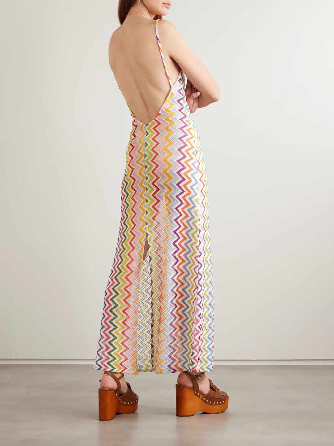 Striped metallic crochet-knit maxi dress #3