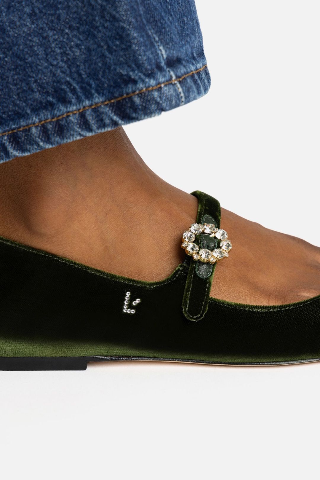 Blair Ballet Flat In Bosco Velvet #6