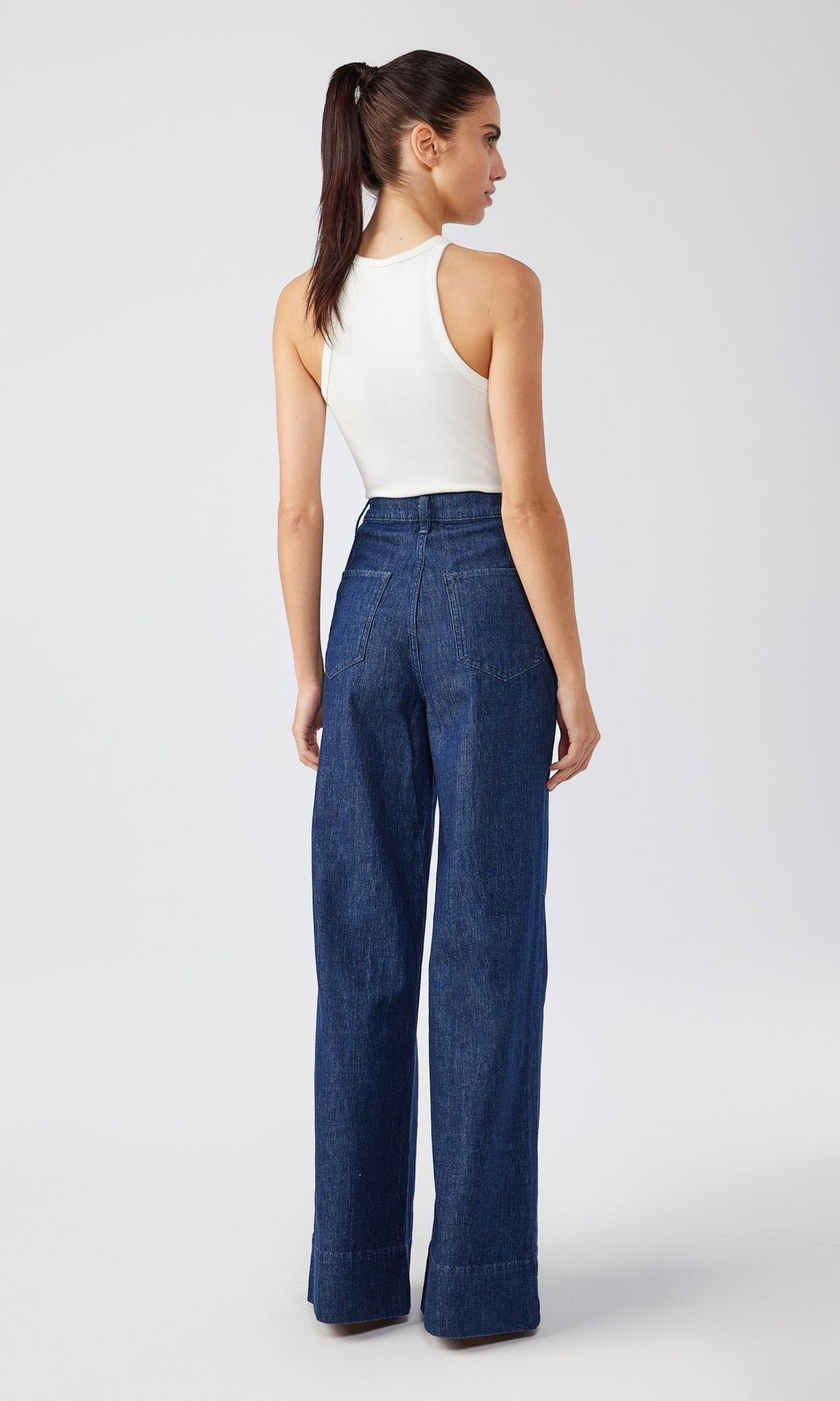 Ms. Onassis V-High Rise Wide Leg Jean - Dark Indigo #3