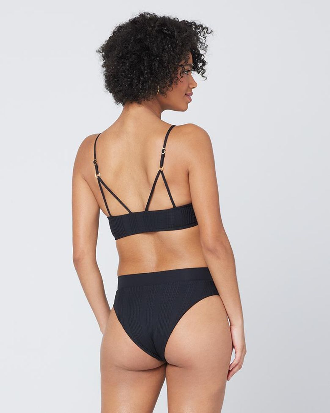 Pointelle Rib Siren Bikini Top - Black #4