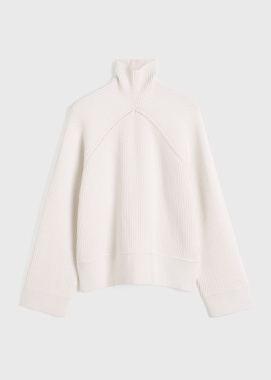 Ribbed chimney-neck knit white #5