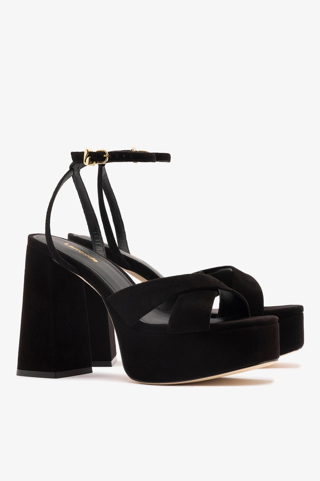 Dolly X Platform Sandal In Black Suede #3