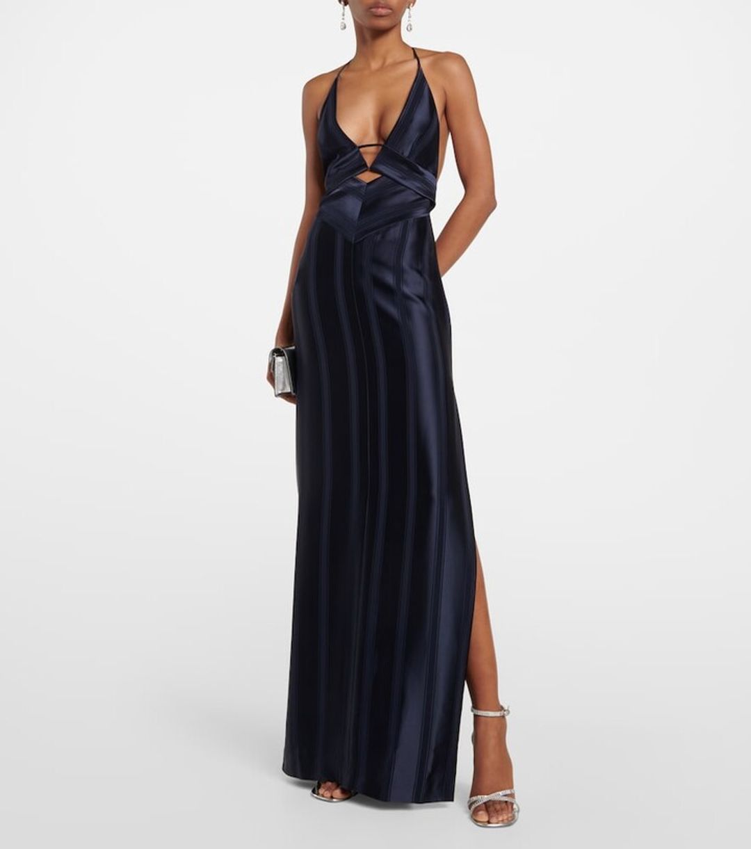 Prism-stripe satin maxi dress #3