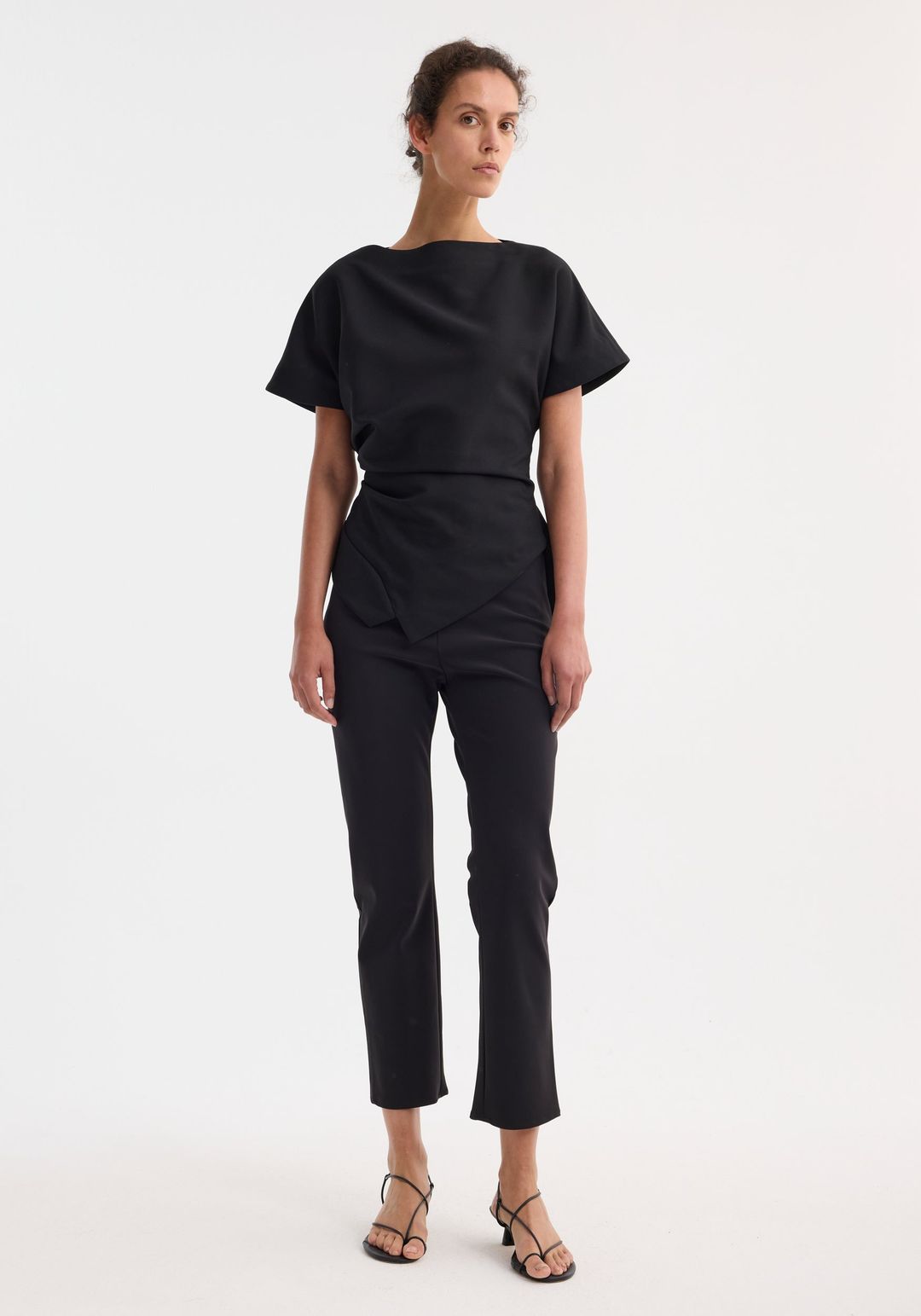 Draped lapel top | black