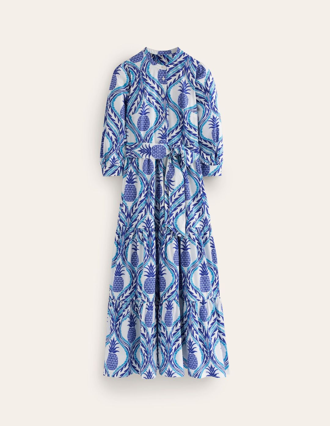 Alba Tiered Cotton Maxi Dress-Surf The Web, Pineapple Wave #7
