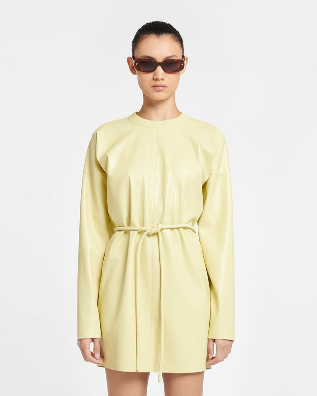 Vanessa - Okobor™ Alt-Leather Mini Dress - Lemongrass