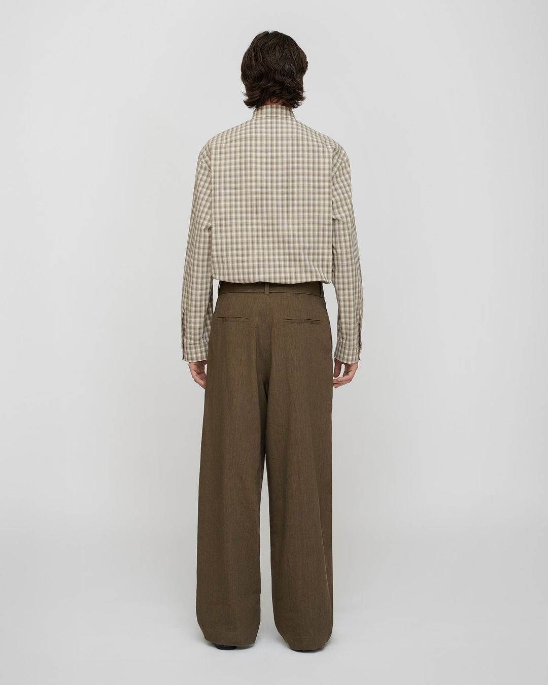 Saturnio - Checked Shirting Shirt - Creme/Grey