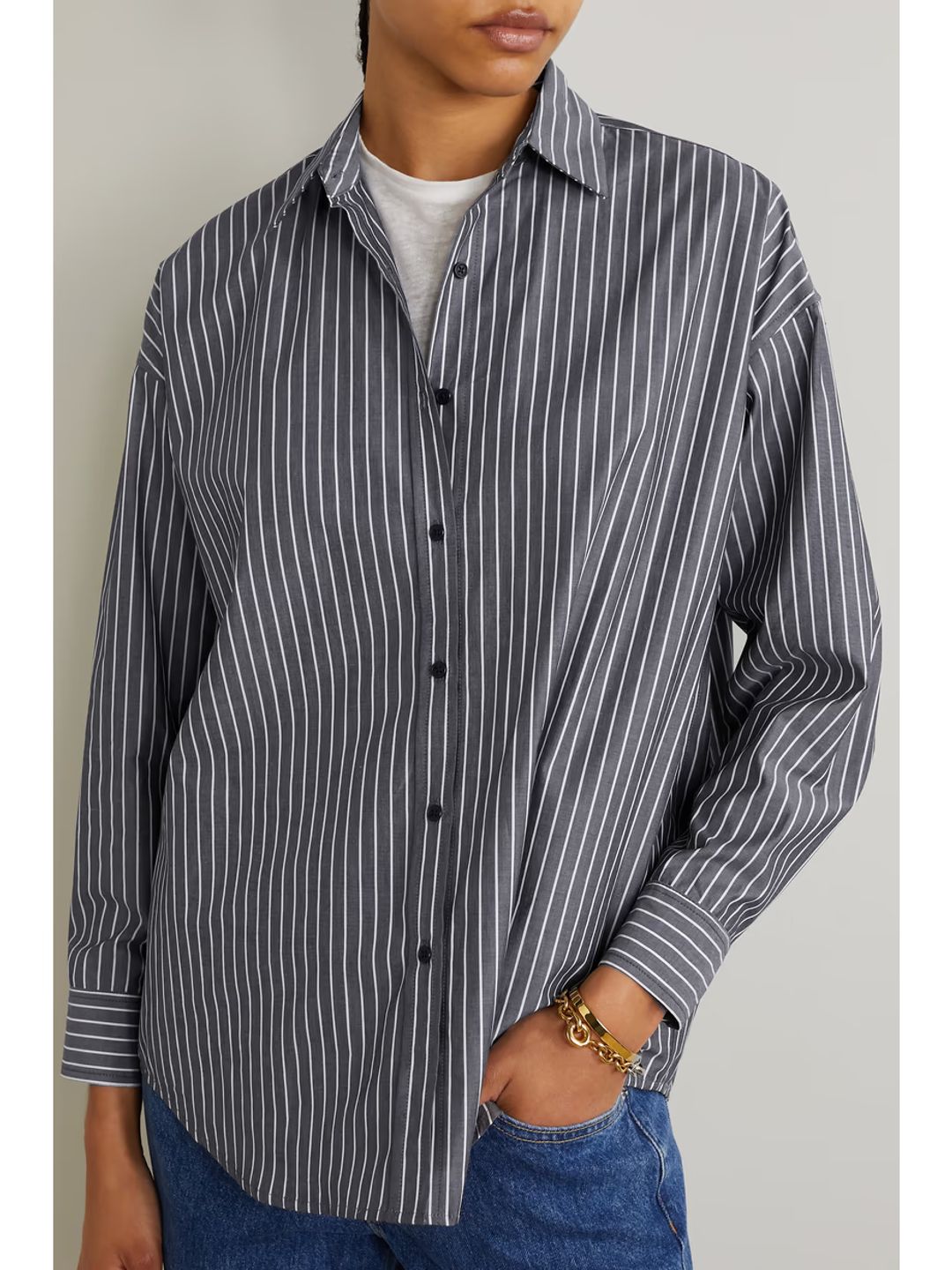 Nili Lotan Mael striped oversized cotton-poplin shirt #3