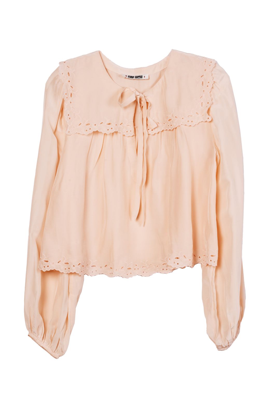 Jona Peach Embroidered Silk Top #3