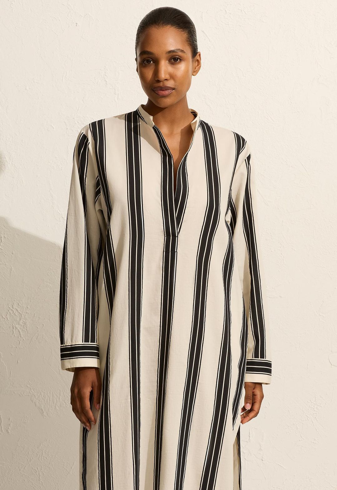 Relaxed Stripe Djellaba - Nero Stripe