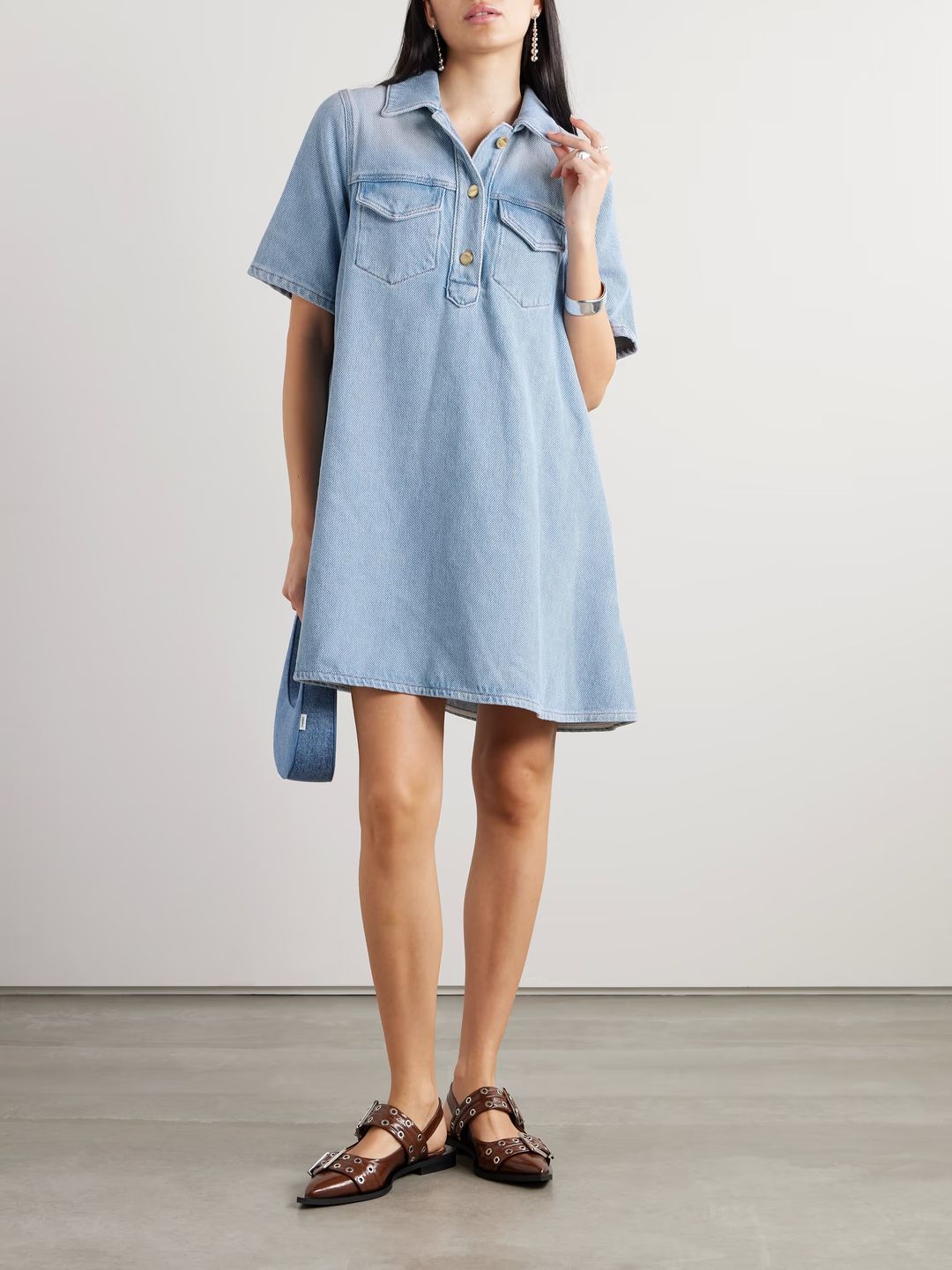 Organic denim mini dress