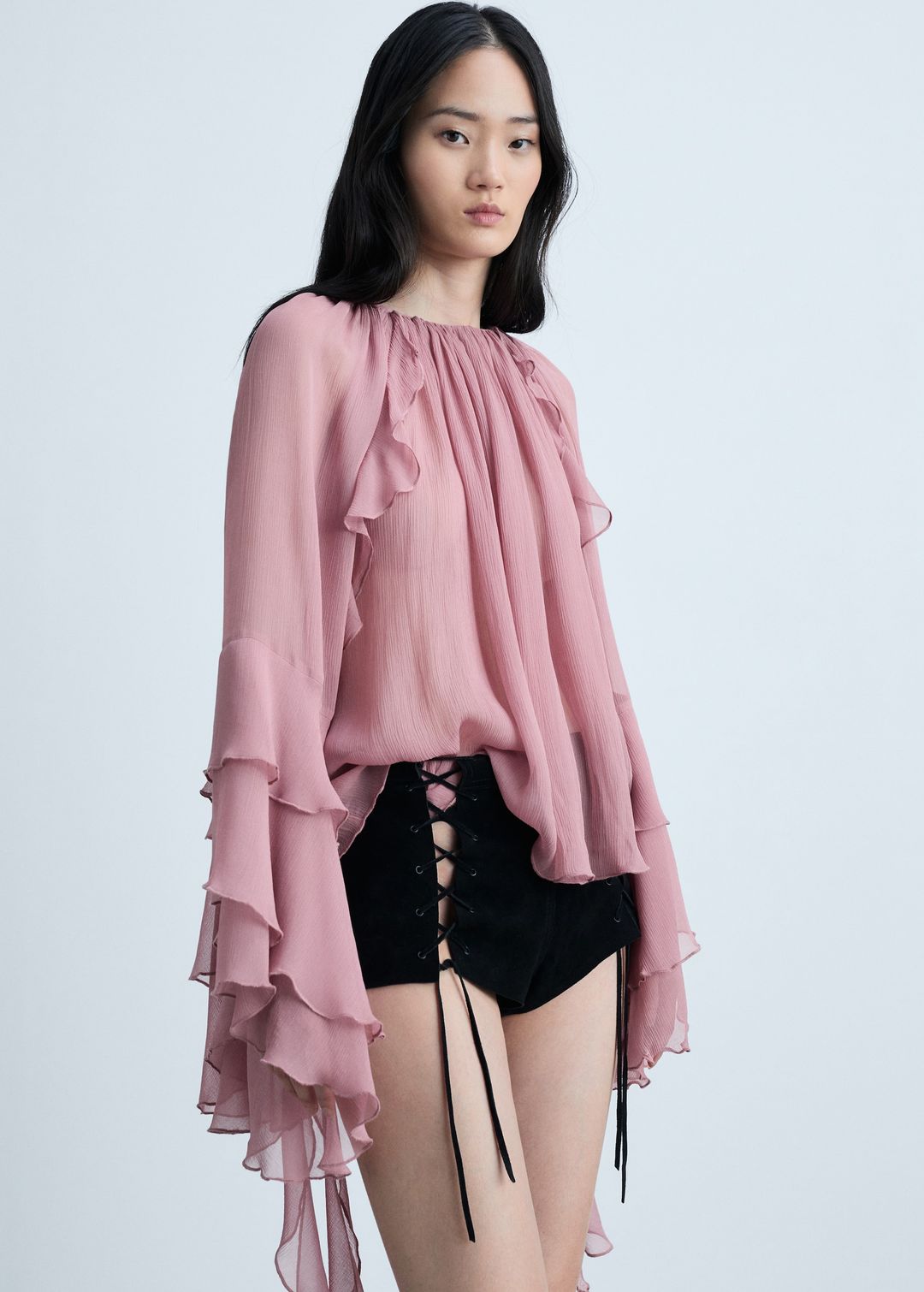 Ruffled chiffon blouse