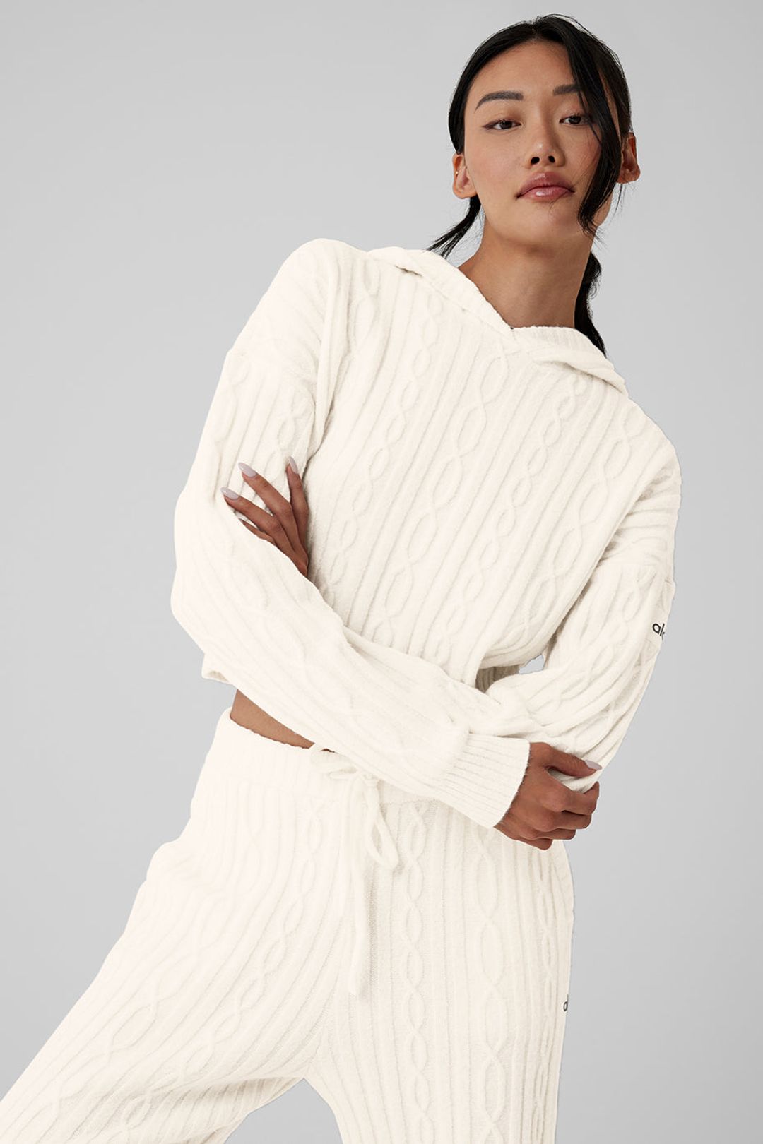 Cable Knit Winter Bliss Hoodie - Ivory #7