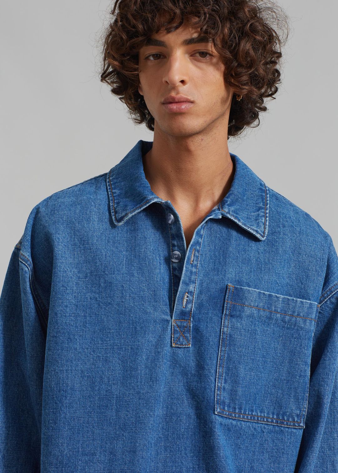 Ray Popover Denim Shirt - Medium Wash #3