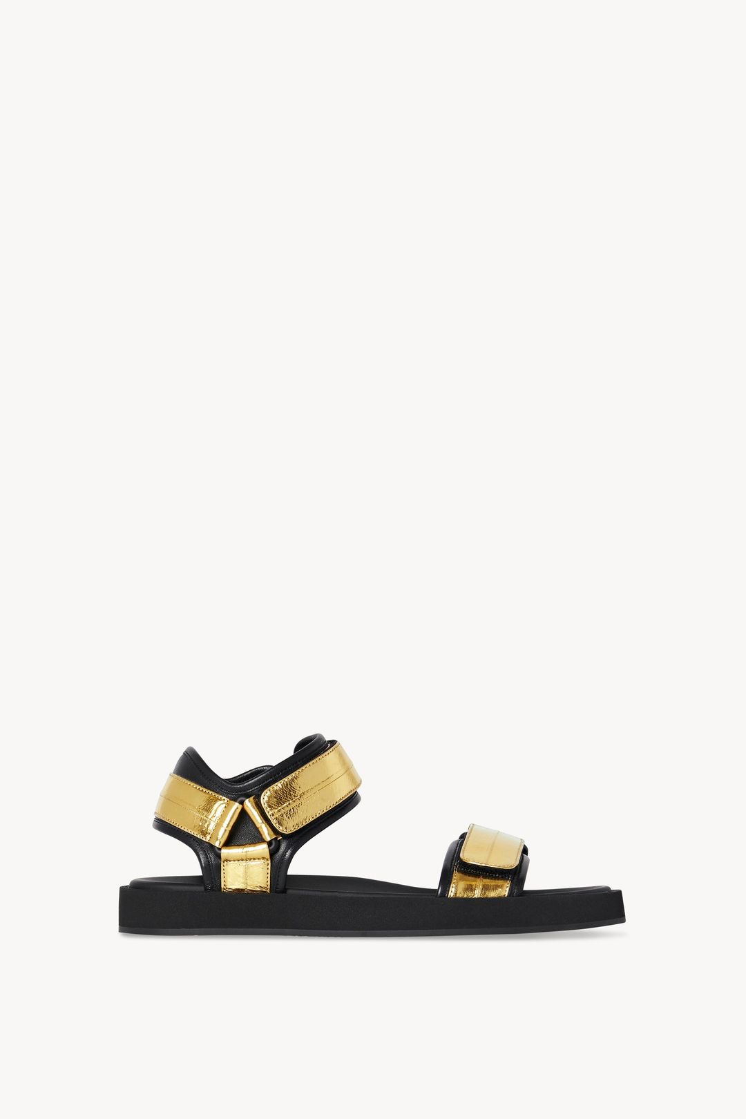 Hook-And-Loop Sandal in Eel and Leather