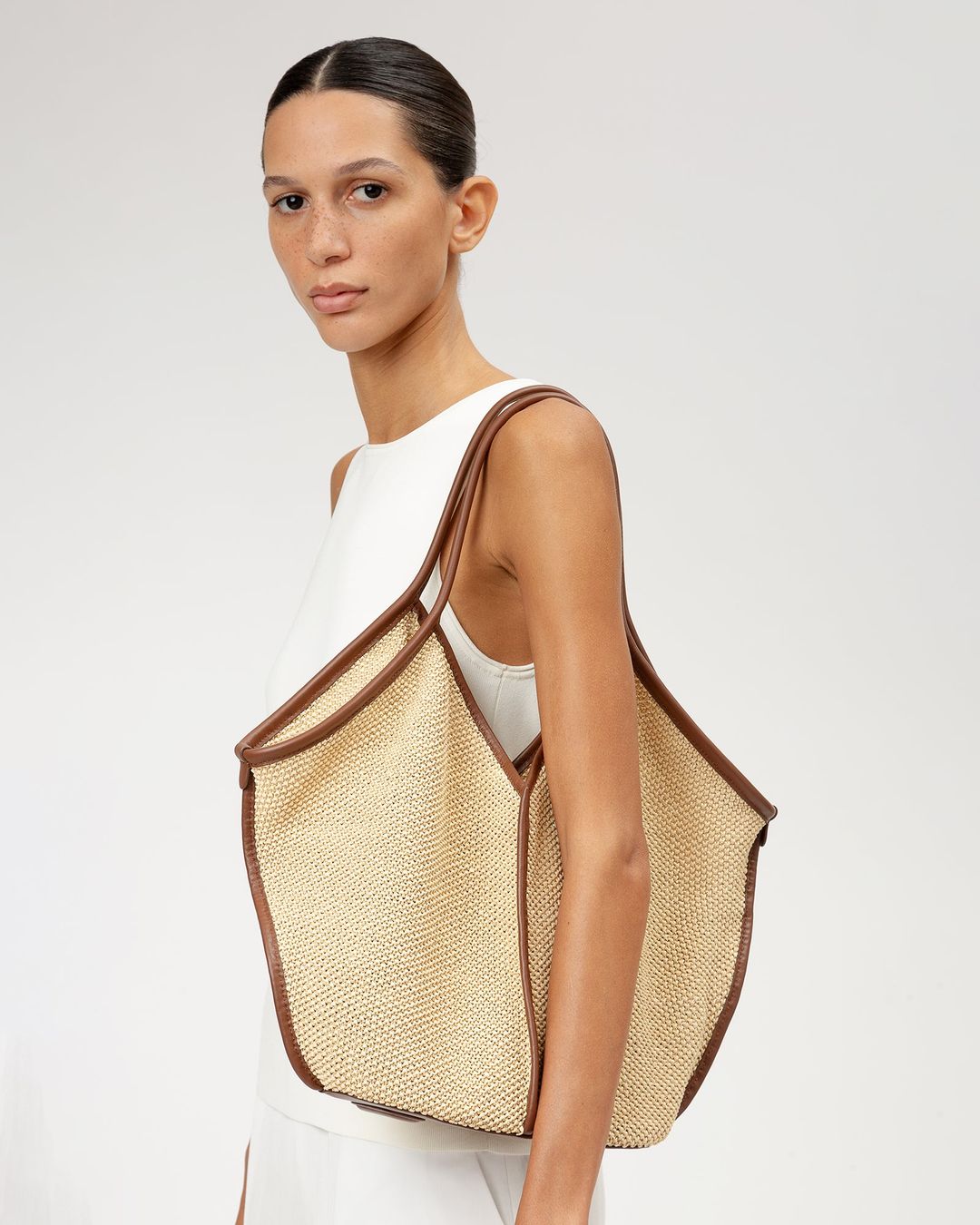 CALELLA SOFT RAFFIA - Leather-trimmed Tote Bag #6