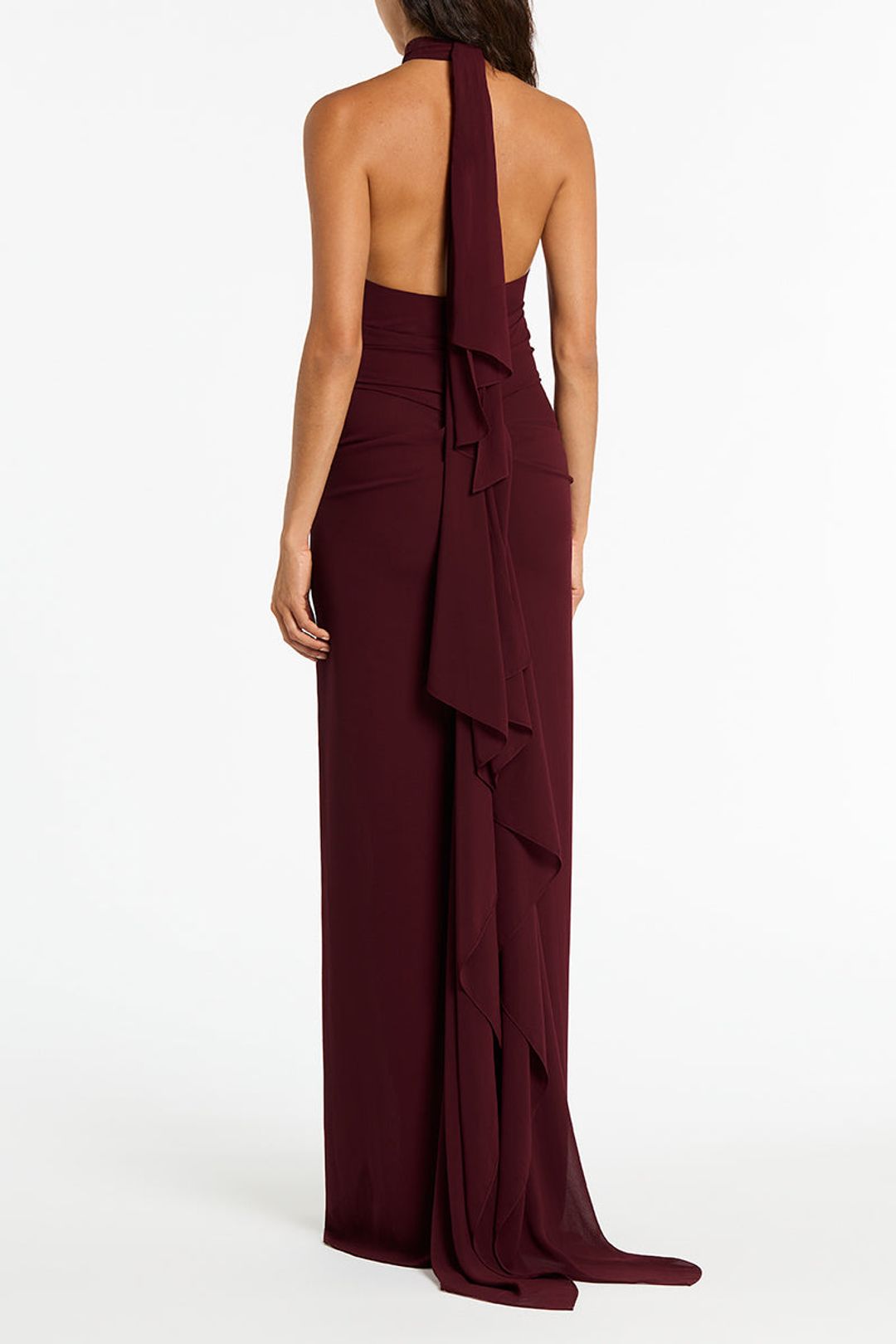 MERLOT GEORGETTE BACKLESS GOWN #3