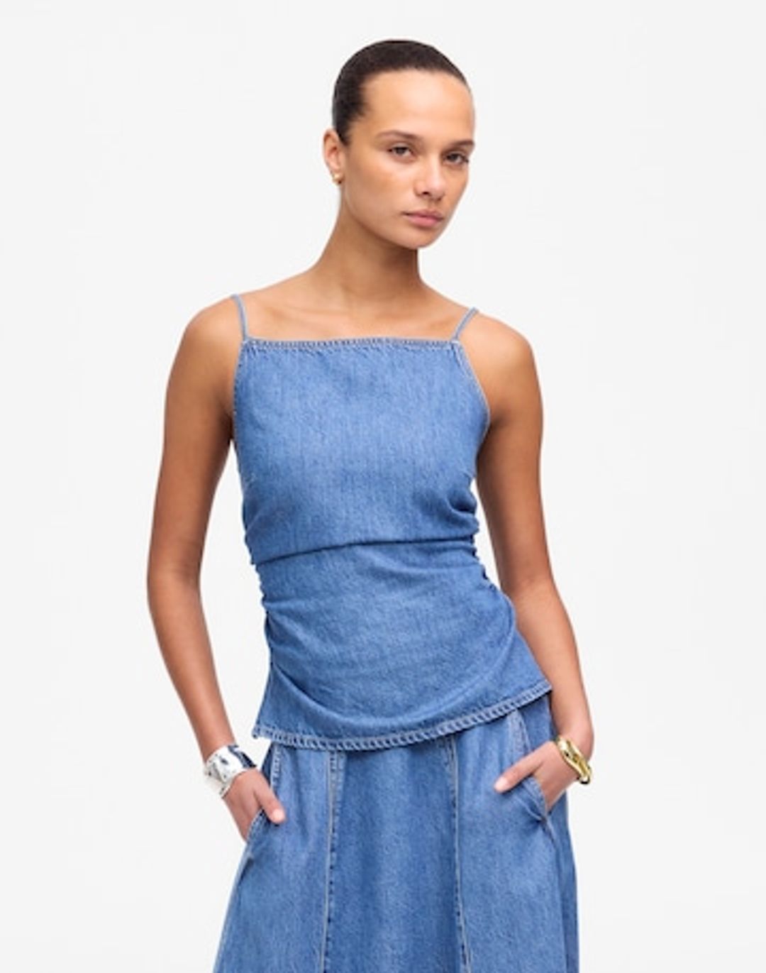 ruched squareneck tank