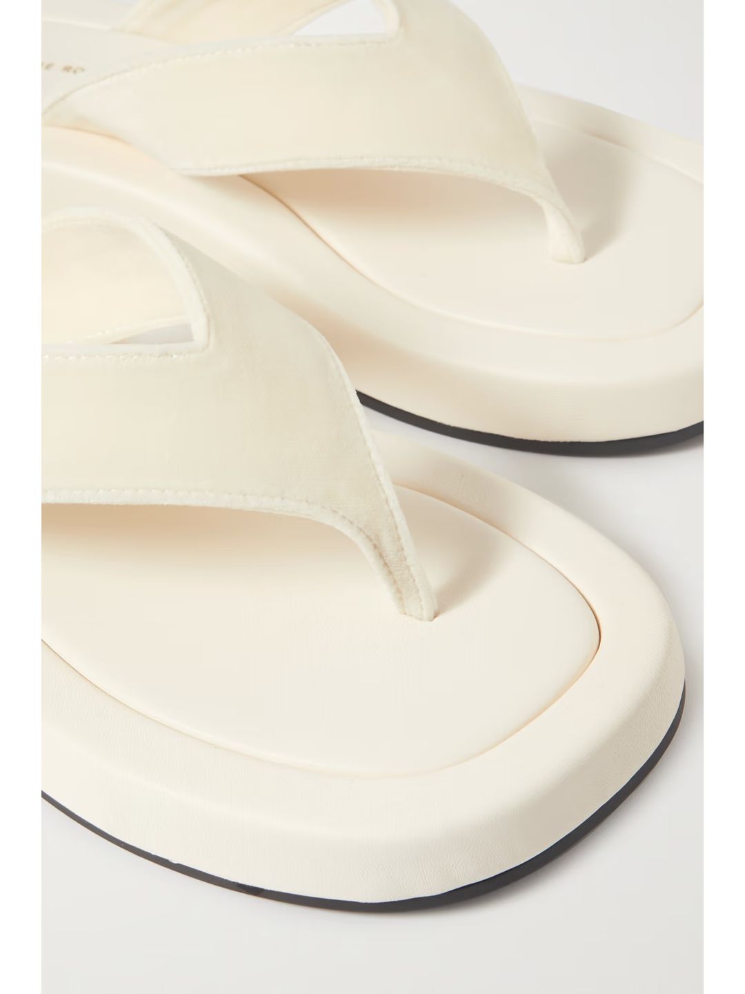 Ginza leather and velvet platform flip flops #4