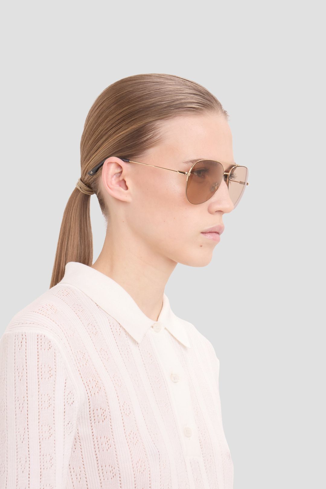 Metal Pilot Sunglass In Gold Blue #7