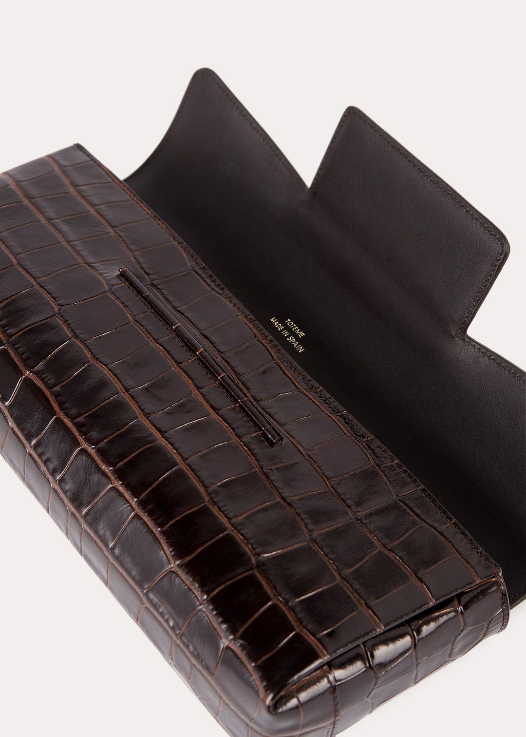 Soft T-Clutch dark brown croco #5