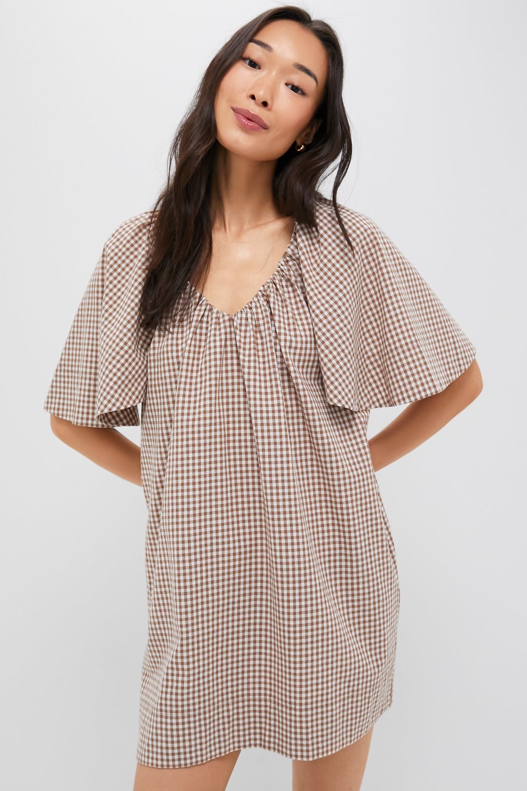 Mocha Cotton Gingham Finn Dress