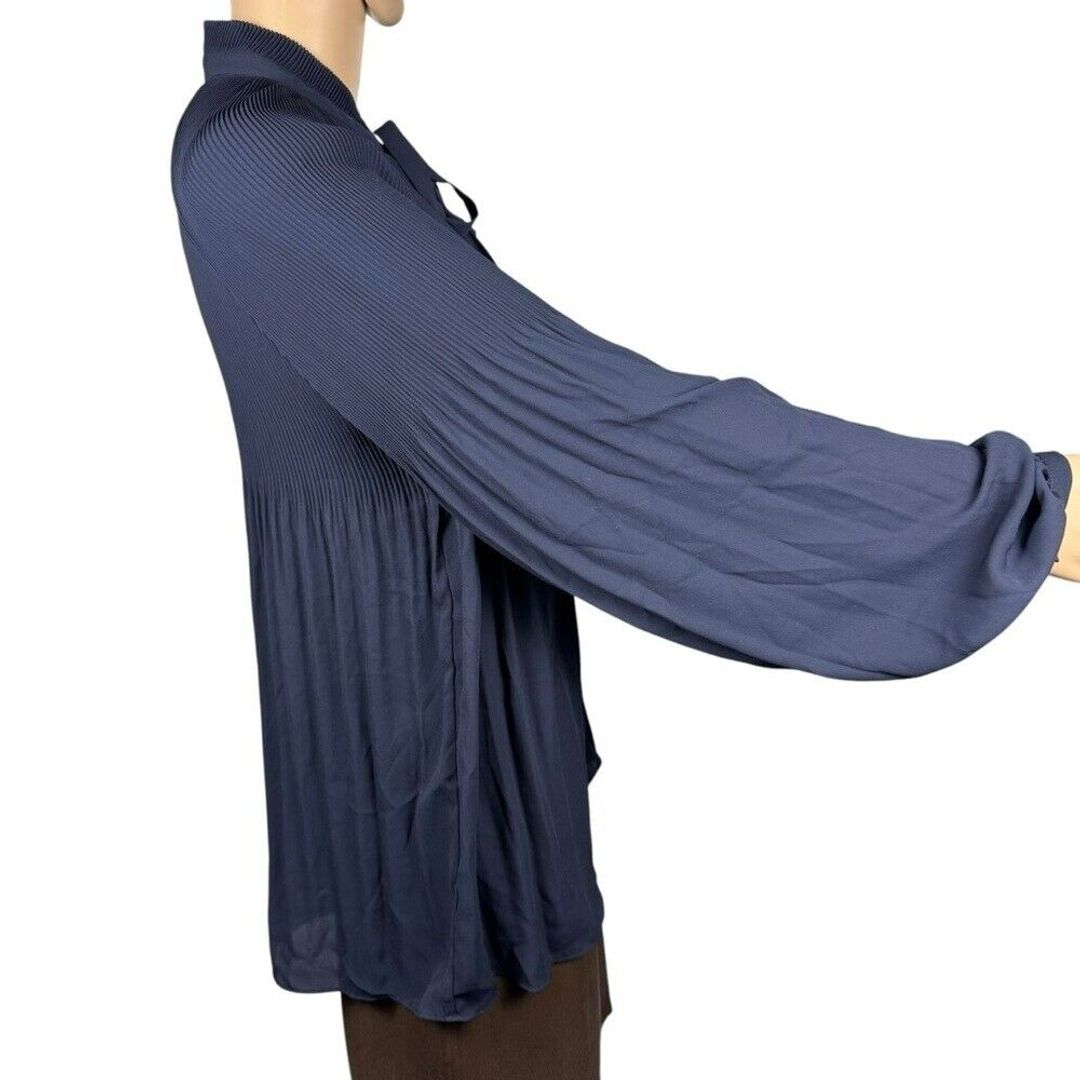 Pleated Georgette Tie-Neck Blouse #5