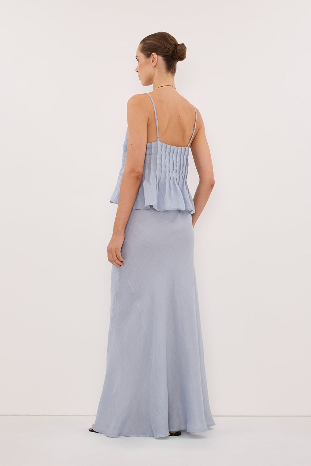 MAISON DUSTY BLUE RAMIE BIAS MAXI SKIRT #4