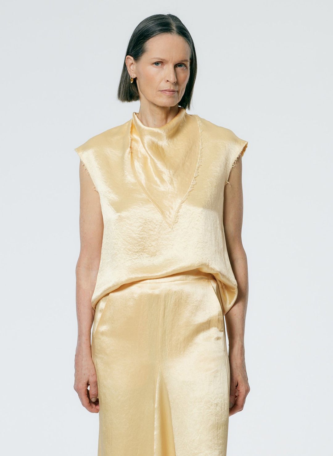 Sion Satin V-Neck Scarf Top #8