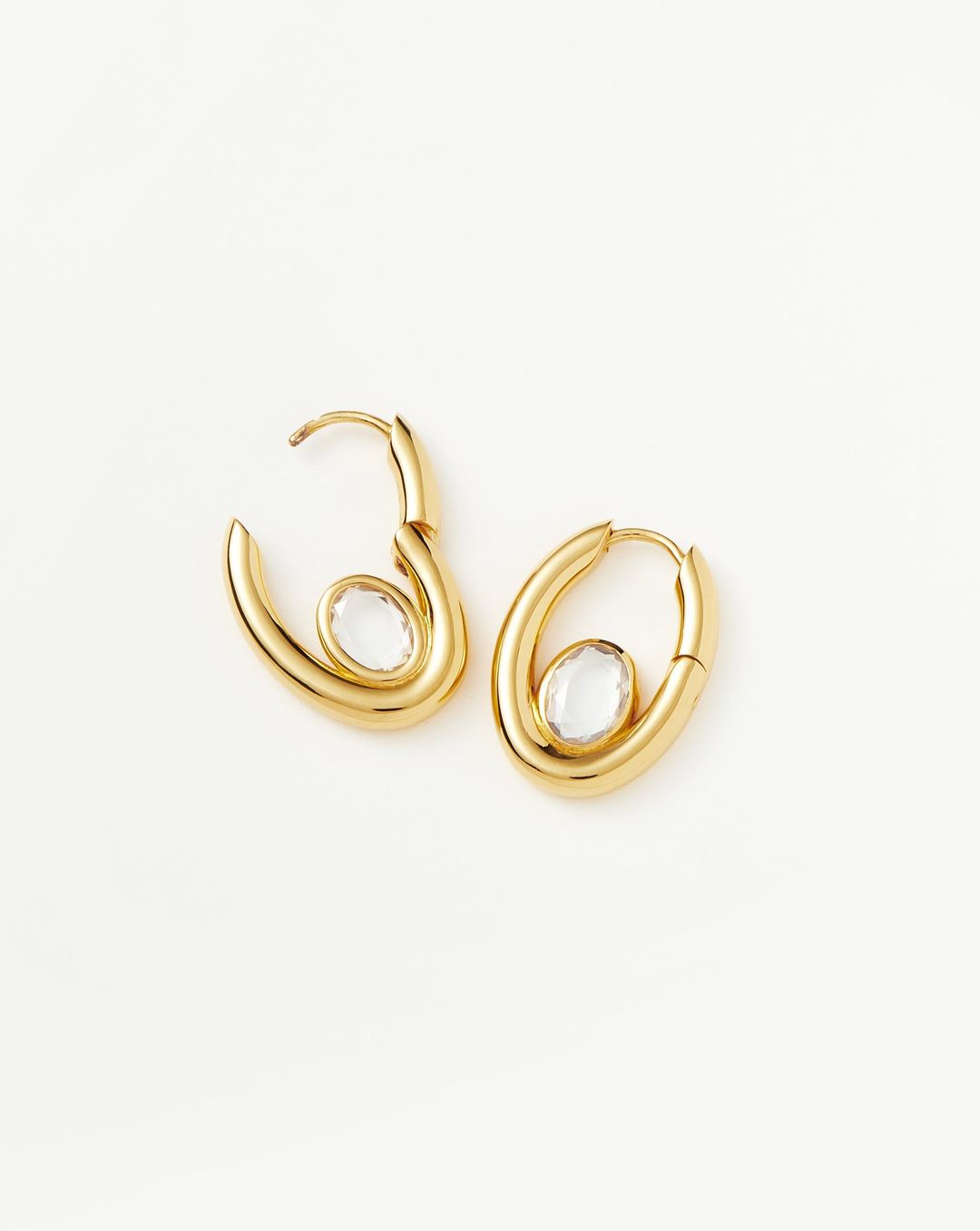 Oval Stone Small Hoop Earrings | 18ct Gold Vermeil/Cubic Zirconia #5