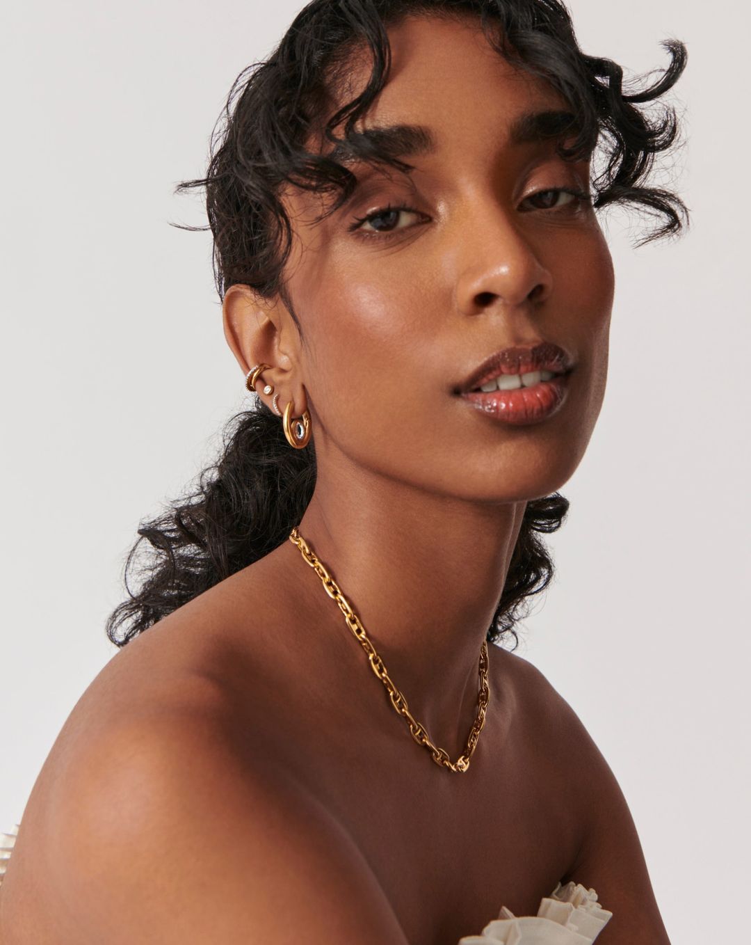 Oval Stone Small Hoop Earrings | 18ct Gold Vermeil/Cubic Zirconia #3