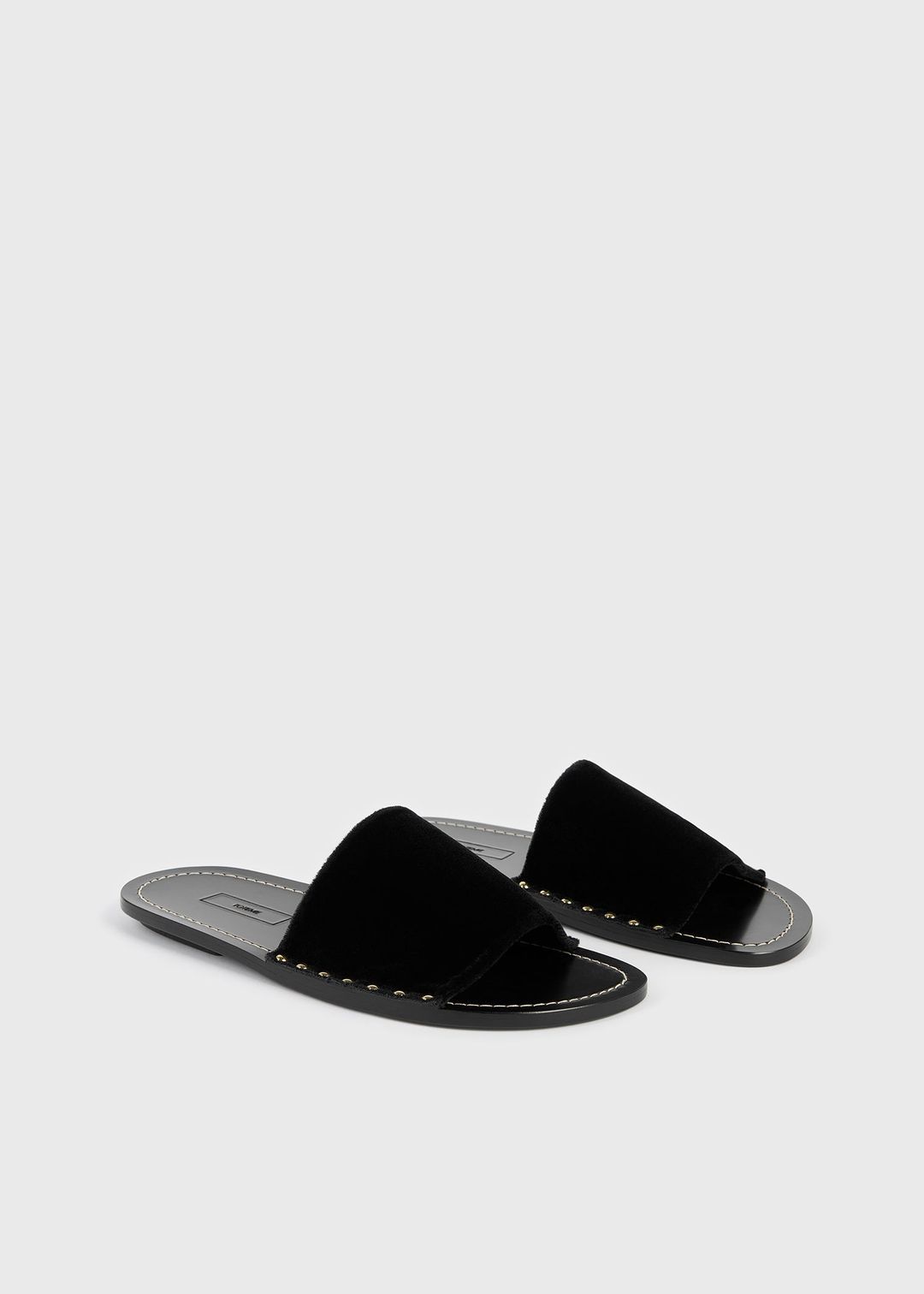 Studded velvet slides black #7